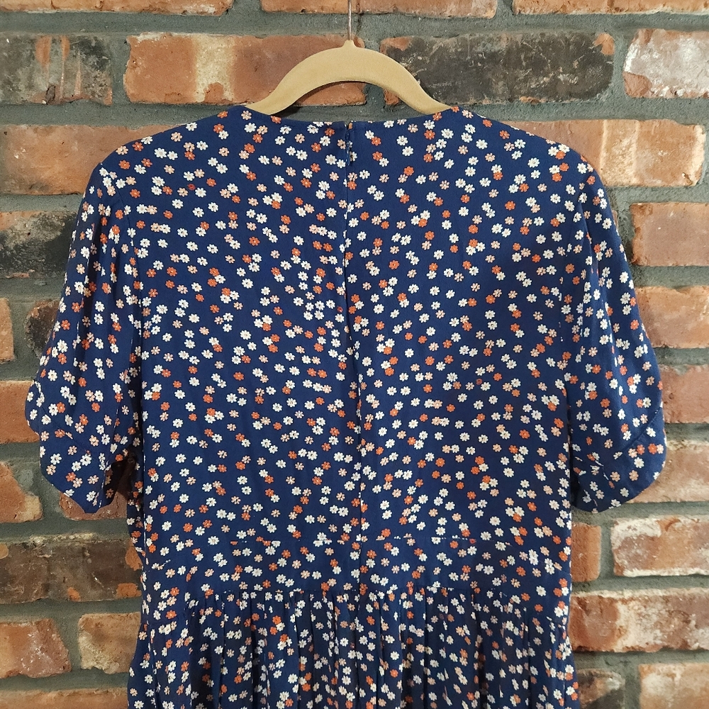 Madewell Tie Sleeve Button-front Mini Dress in Daisy Cottagecore Women's 12 - Picture 10 of 11